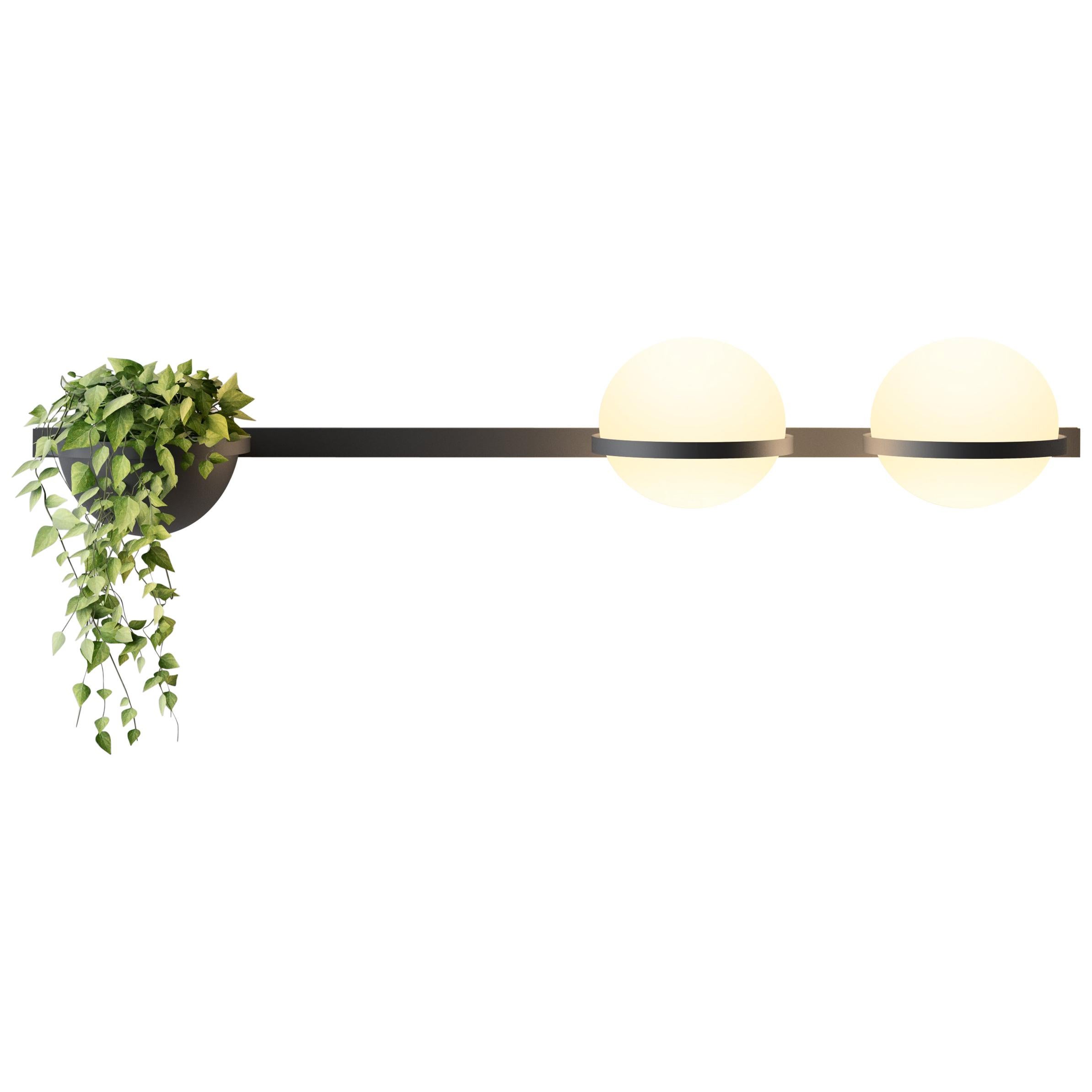 Palma LED Horizontal Double Wall Lamp & Planter in Charcoal Grey by Antoni Arola For Sale
