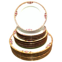 20th Century Art Nouveau Limoges France Dinnerware Set of 17 by, M. Redon