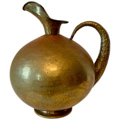 Hammered Italian Brass Urn Pitcher Signed Egidio Casagrande