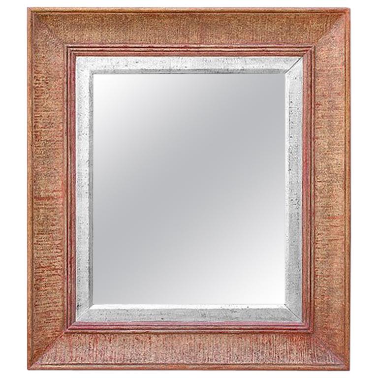 1950’s French Mirror,  Rose-colored Patinated Aged  For Sale