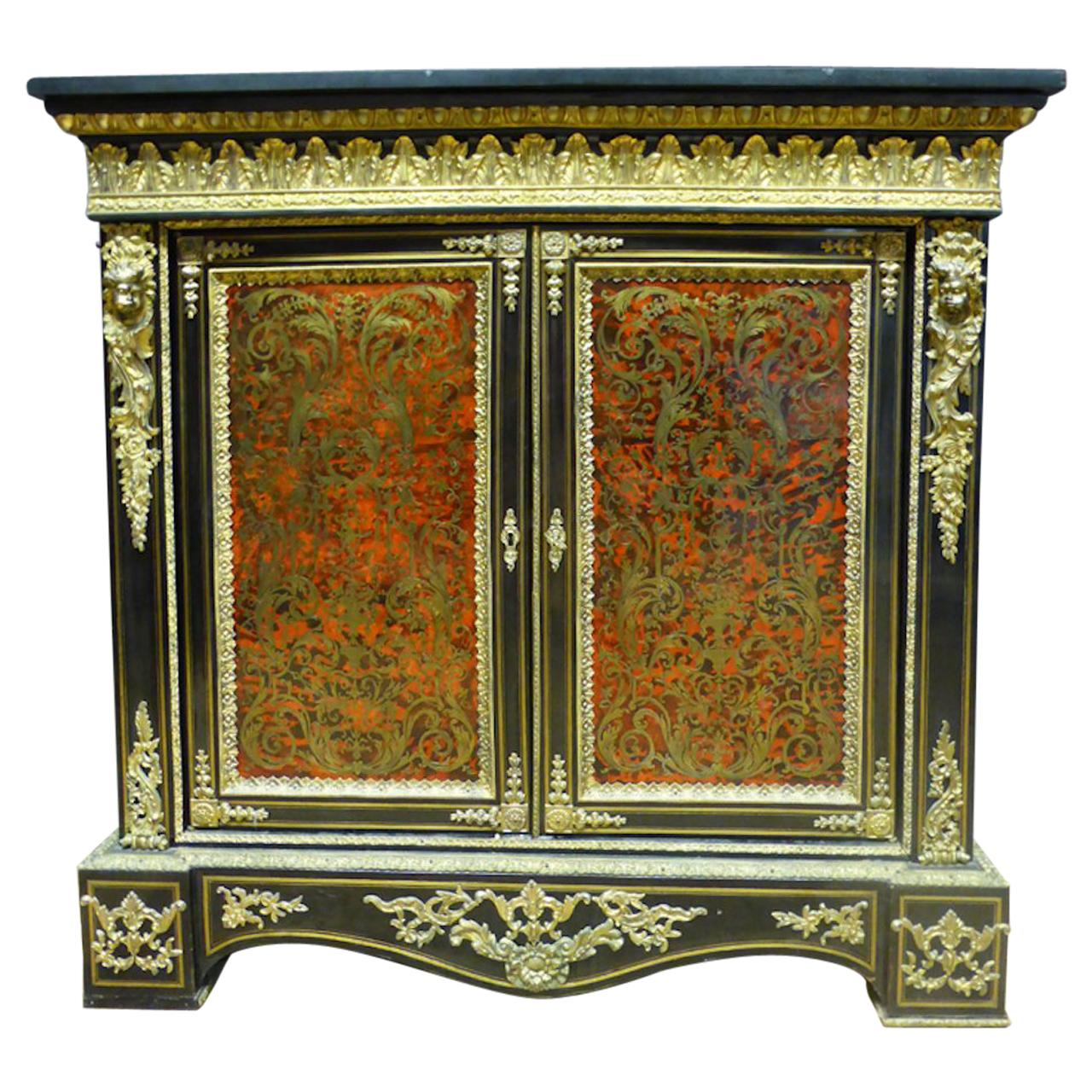 19th Century Napoleon III "Boulle" Marquetry and Marble-Top Sideboard, 1850s