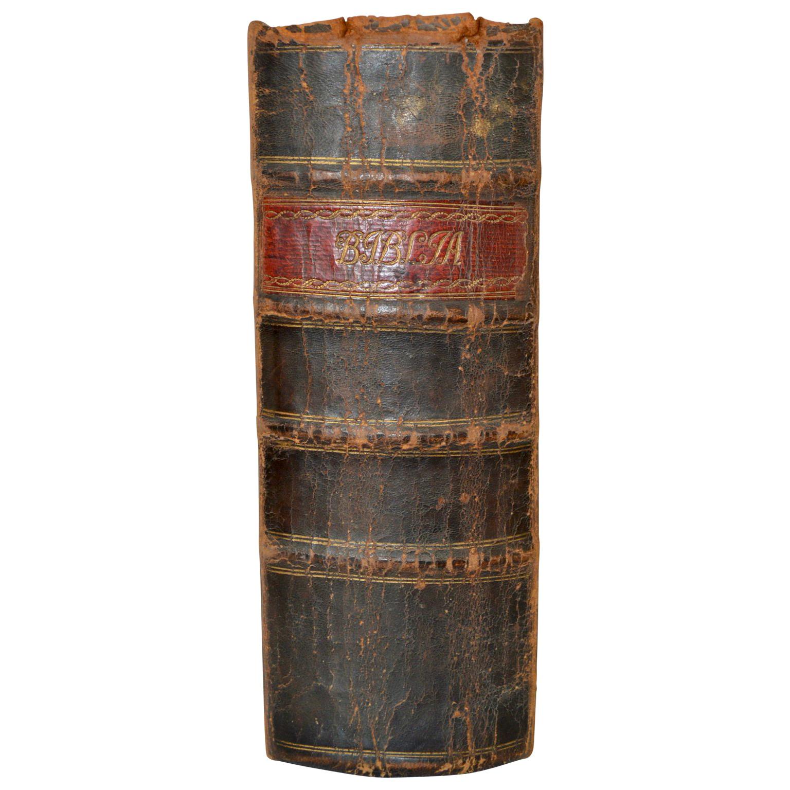 Antique Danish Leather-Bound Bible Book From 1802