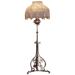 Antique Late 19th Century Brass Adjustable Standard Oil Lamp