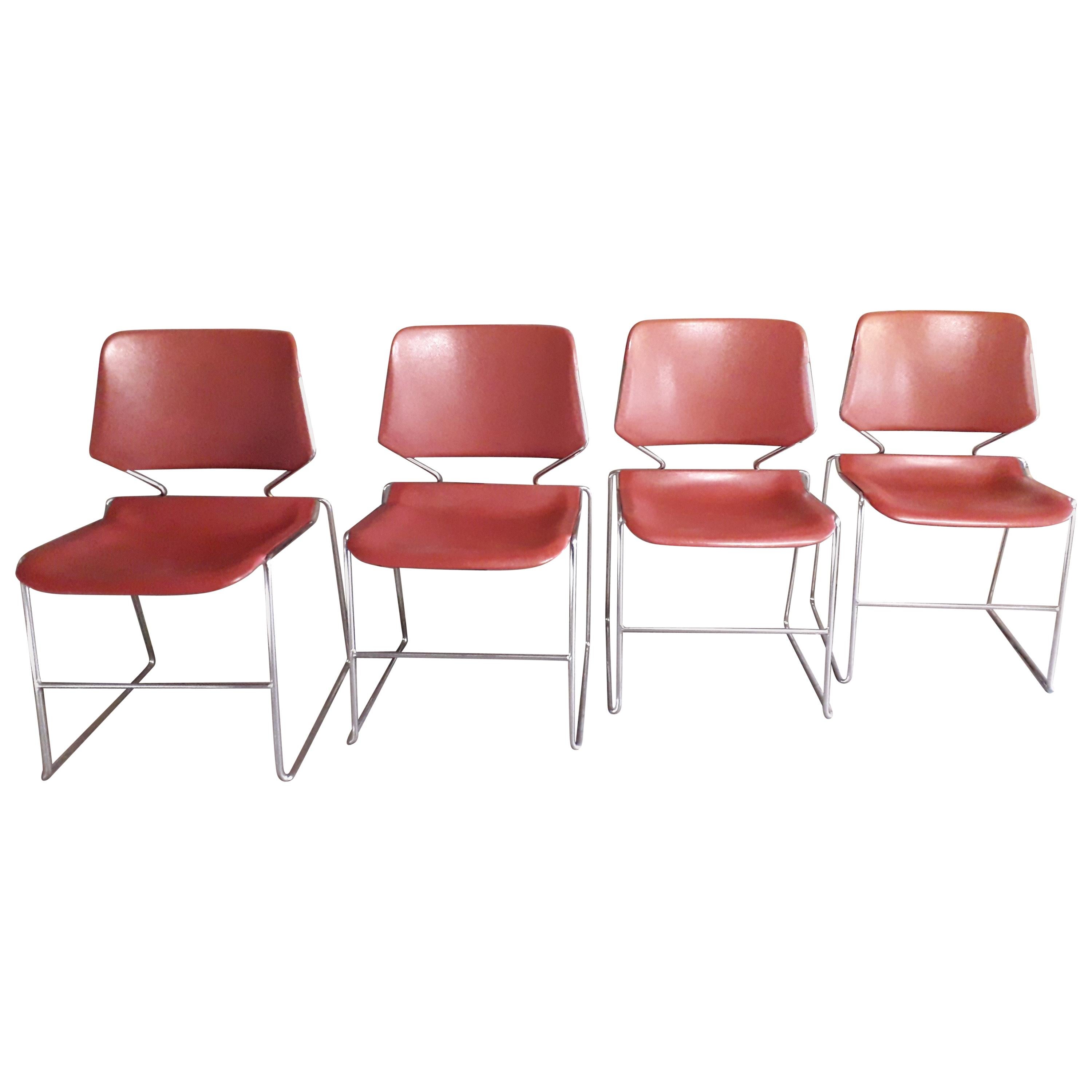 Krueger Set of Four Chrome and Plastic Chairs
