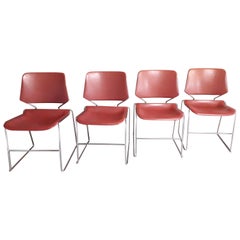 Vintage Krueger Set of Four Chrome and Plastic Chairs