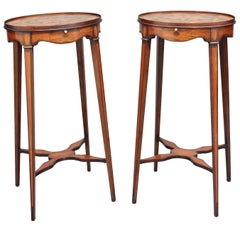 Pair of Sheraton Revival Mahogany and Inlaid Urn Stands