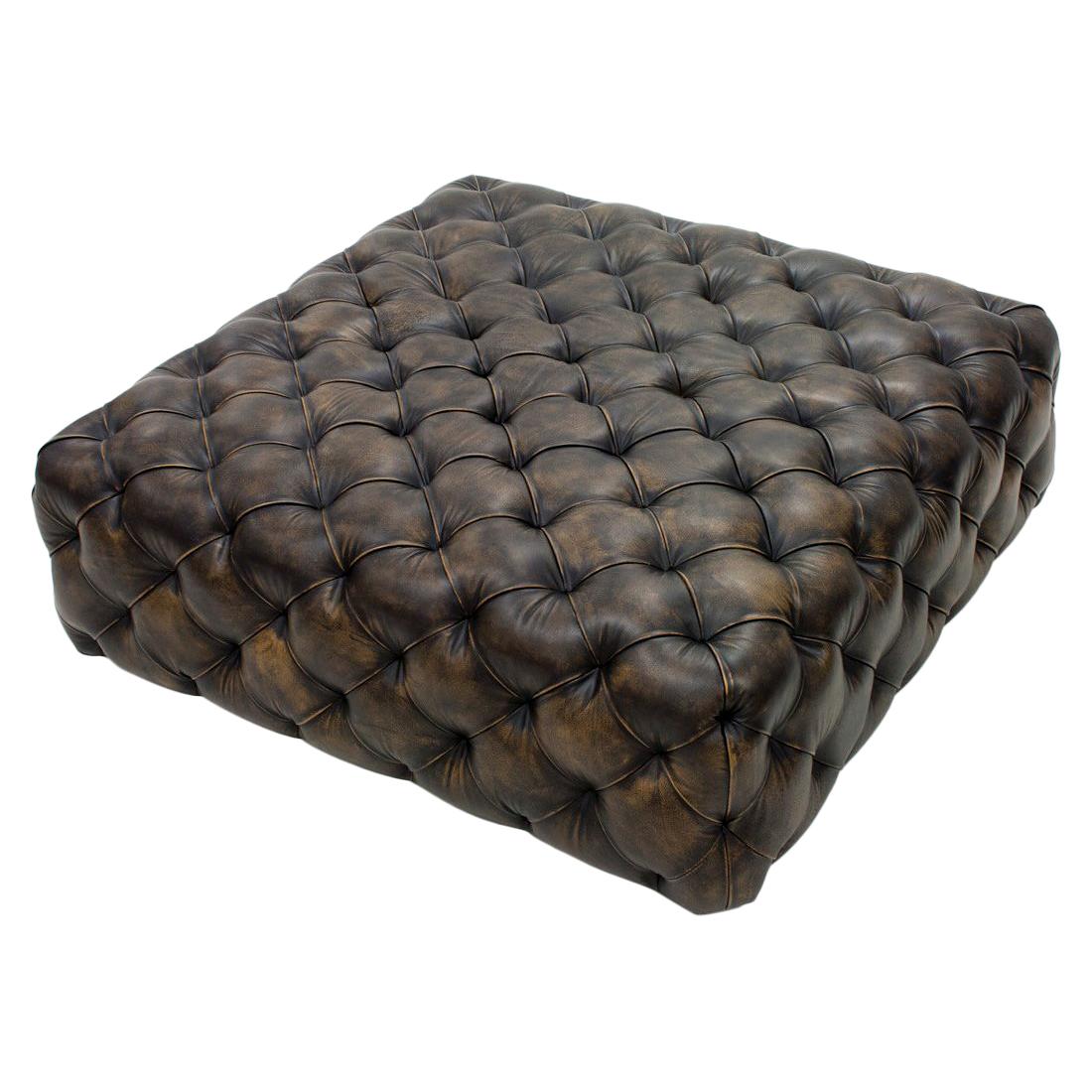 Browny Leather Ottoman Not Button For Sale