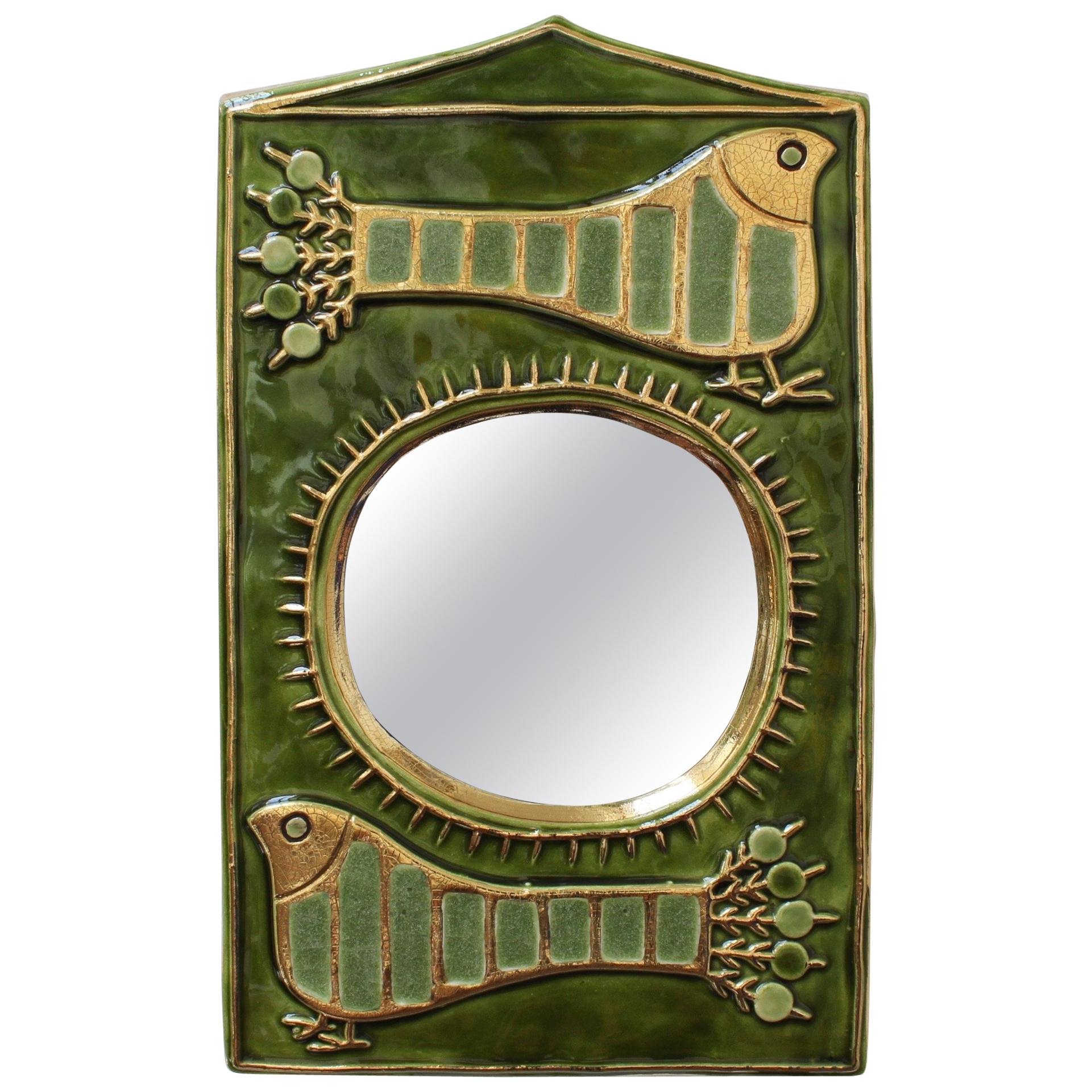 Ceramic Decorative Wall Mirror by Mithé Espelt, 'circa 1970s'