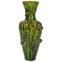 Antique Japanese Majolica Dragon Awaji Vase, circa 1920