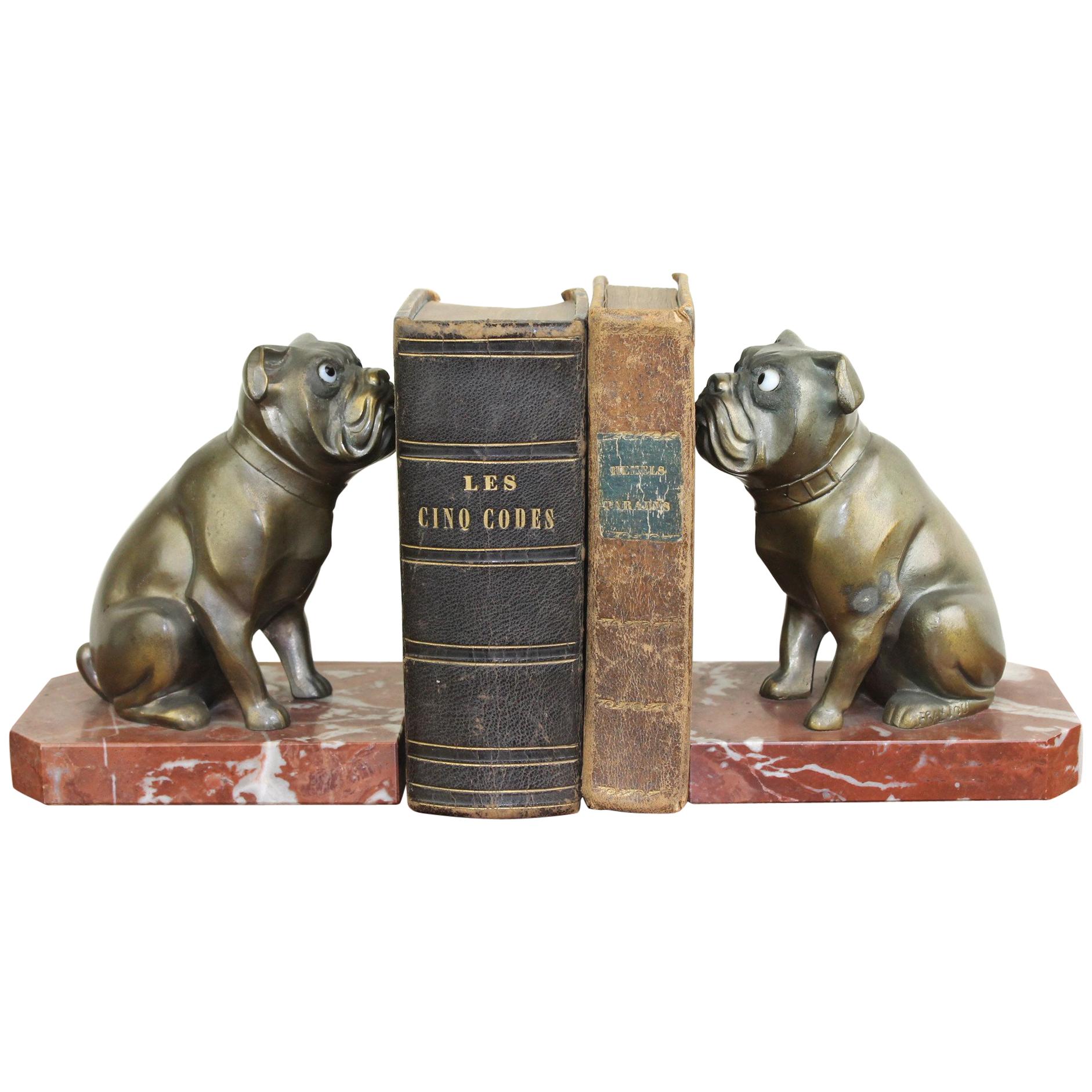 Art Deco Bulldog Bookends by Franjou, France
