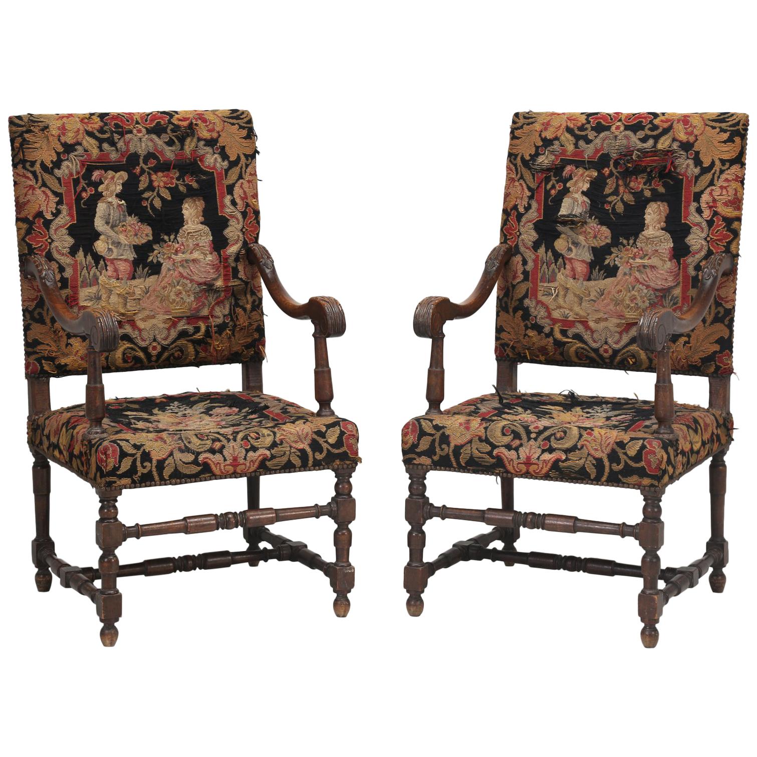 Antique French Pair of Armchairs from the Late 1800s