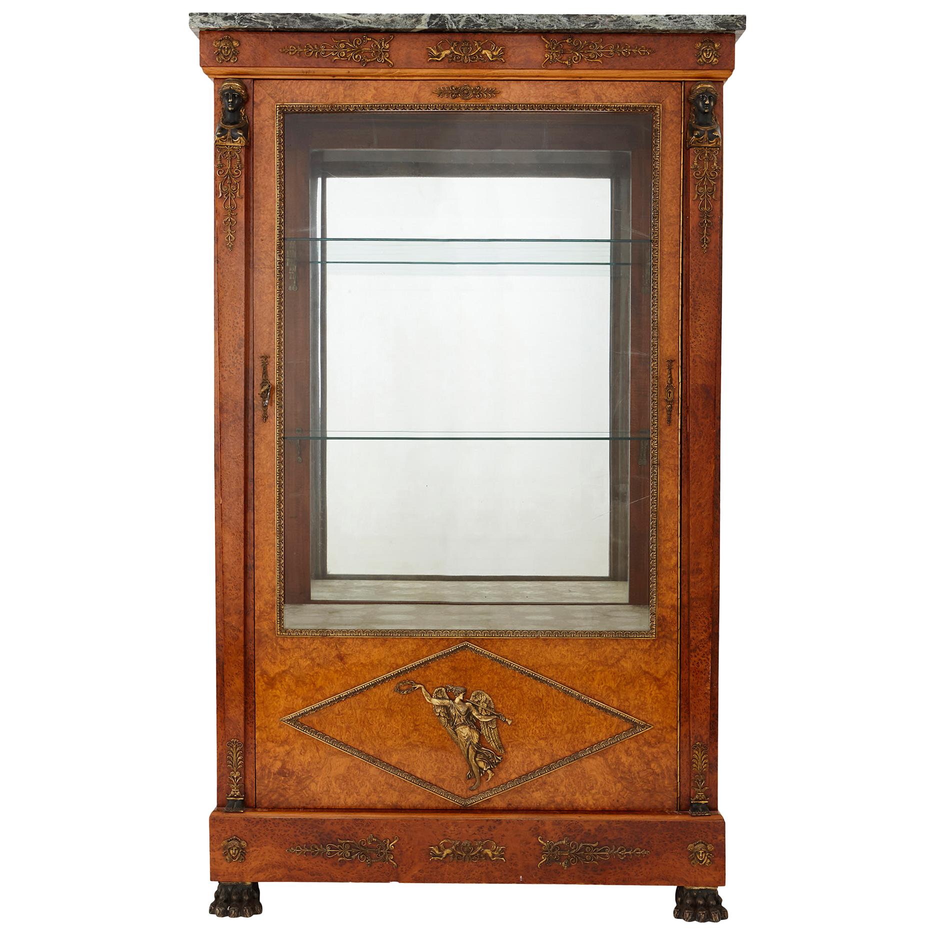 Burr-Amboyna, Marble, Gilt and Patinated Bronze Cabinet by Maison Krieger For Sale