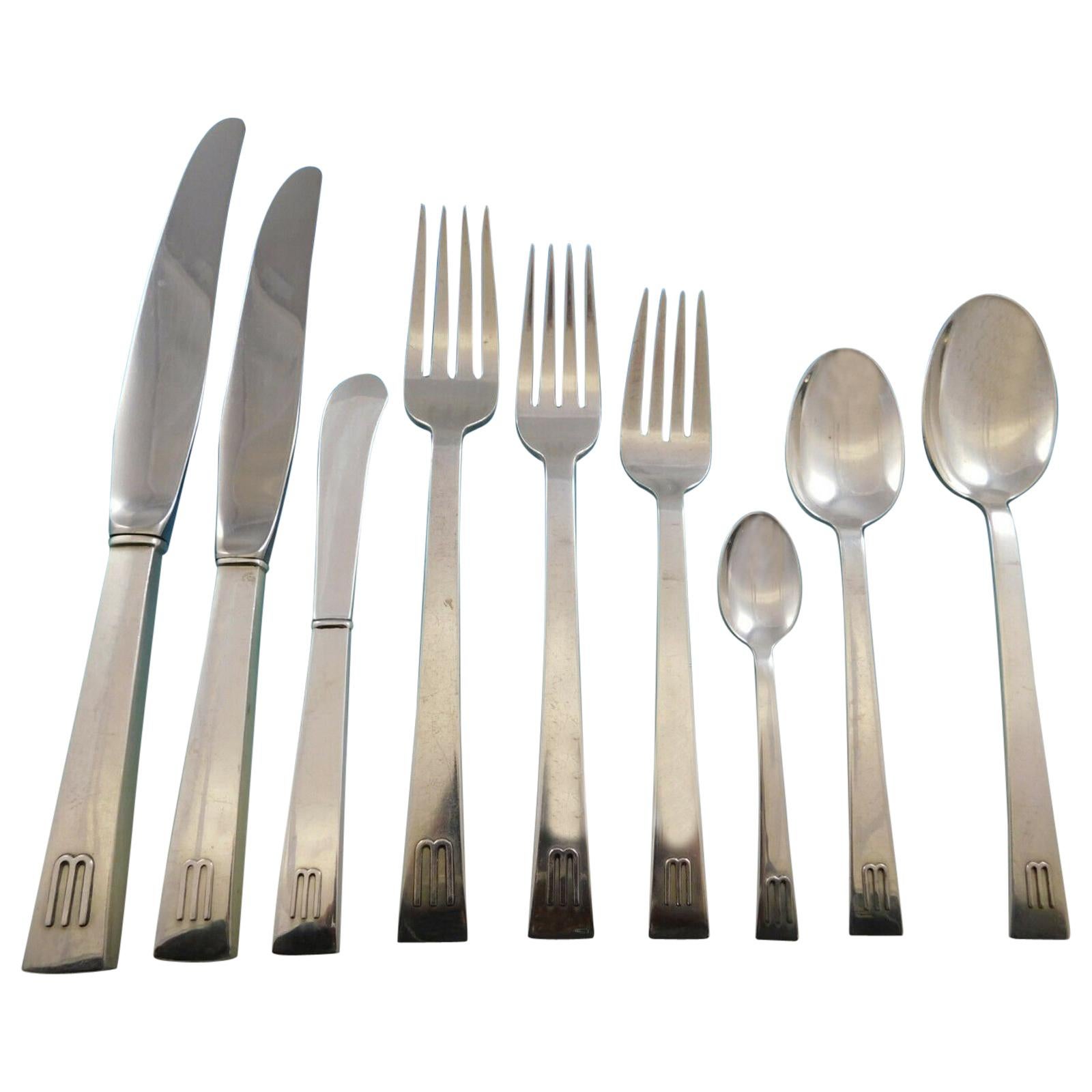 Continental by International Sterling Silver Flatware Service Set 137 Pcs W Mono