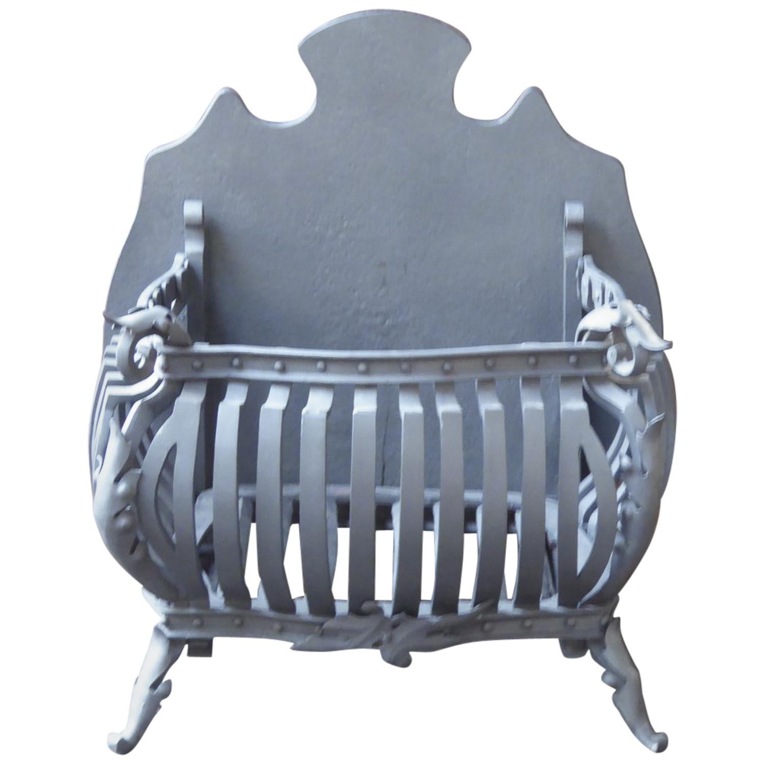 Large Dutch Art Nouveau Fireplace Grate, Fire Grate For Sale