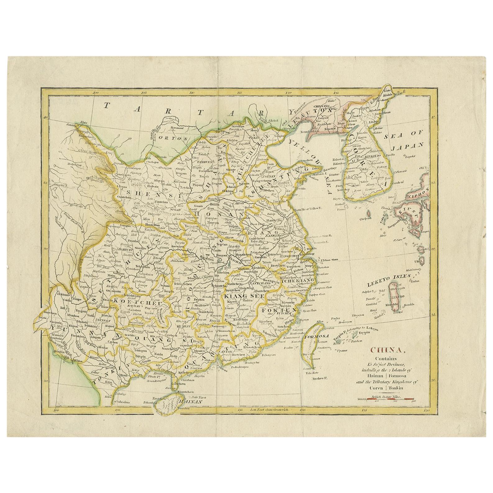 Antique Map of China by Wilkinson '1803' For Sale