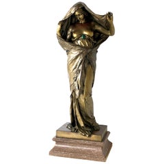 Louis-Ernest Barrias Nature Unveling Herself Before Science Bronze and Malachite