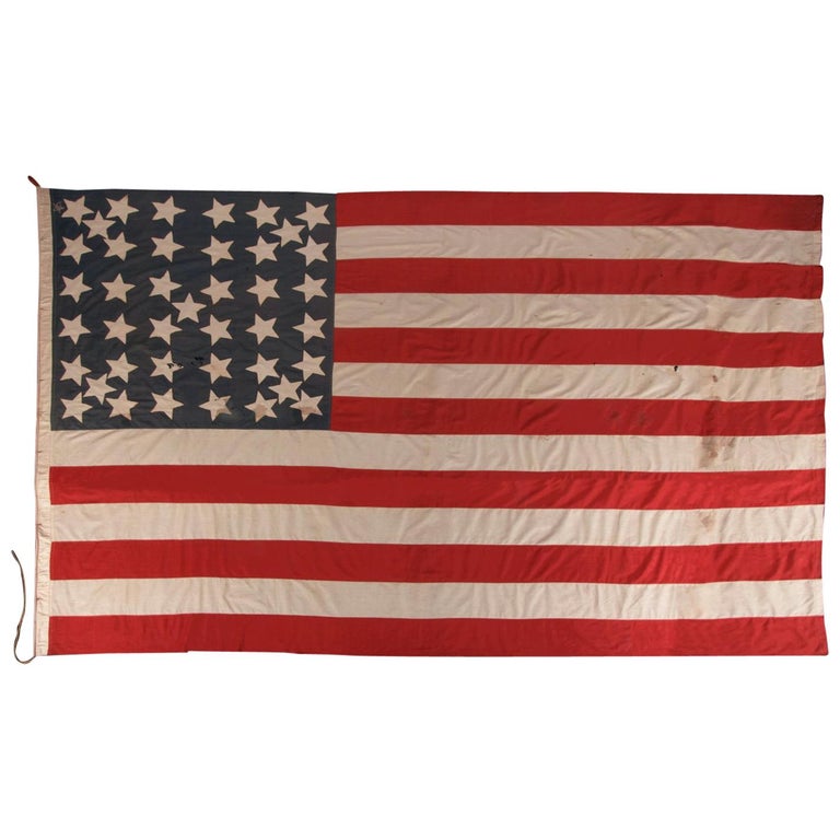 41 Stars In a Lineal Pattern With Offset Stars, Montana Statehood American Flag For Sale