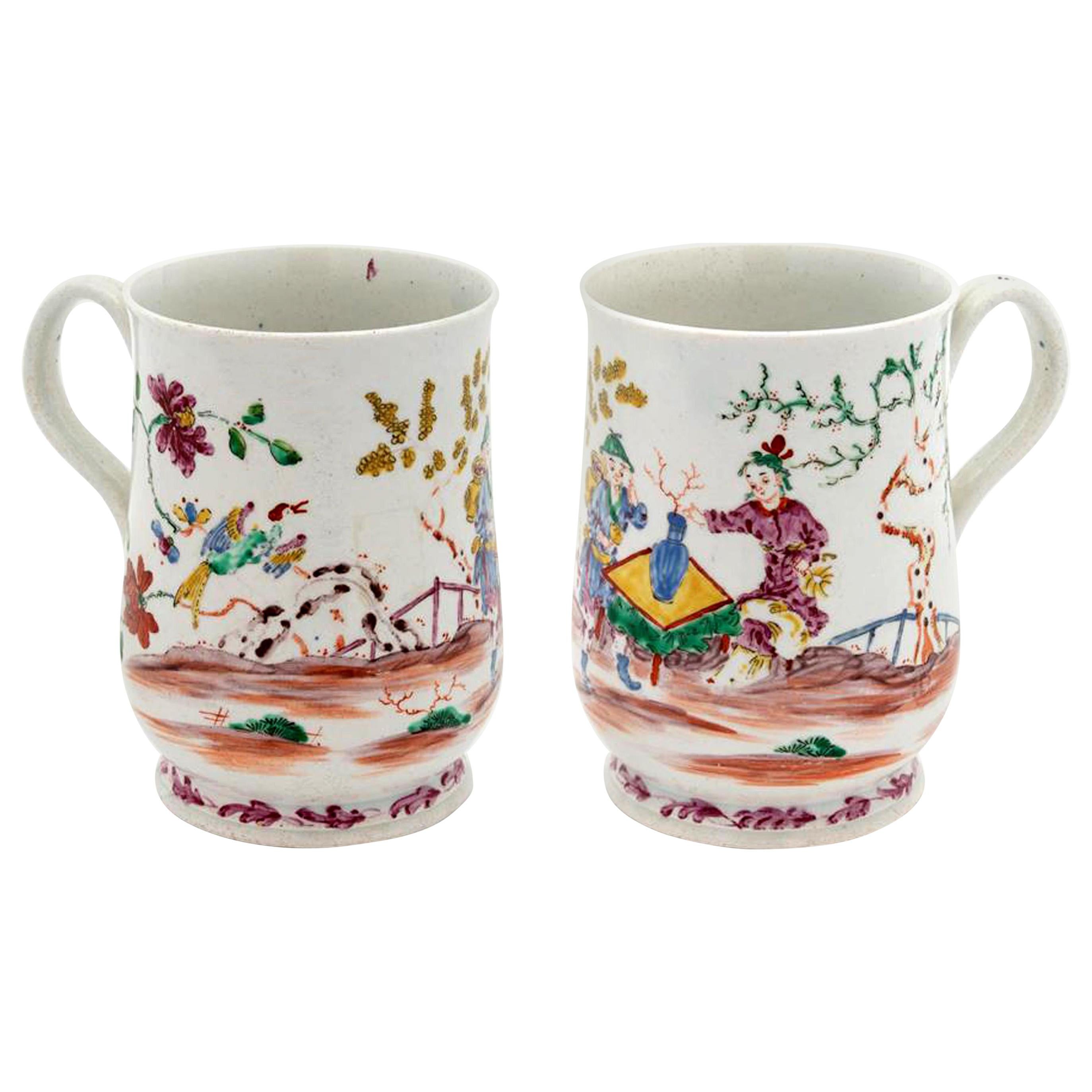 18th-cebtury Bow Porcelain Chinoiserie Tankard For Sale