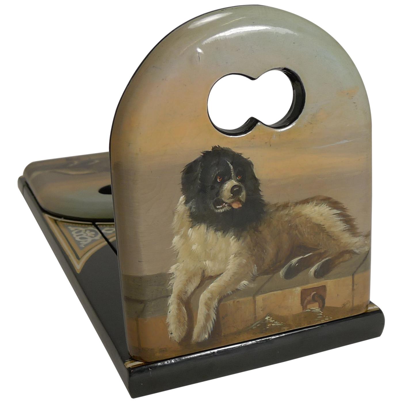 Hand Painted Book Slide / Bookends Dog, After Sir Edwin Henry Landseer For Sale