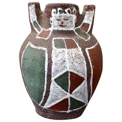 Vase en céramique du milieu du siècle avec motif de personnage humain par Accolay, années 1950