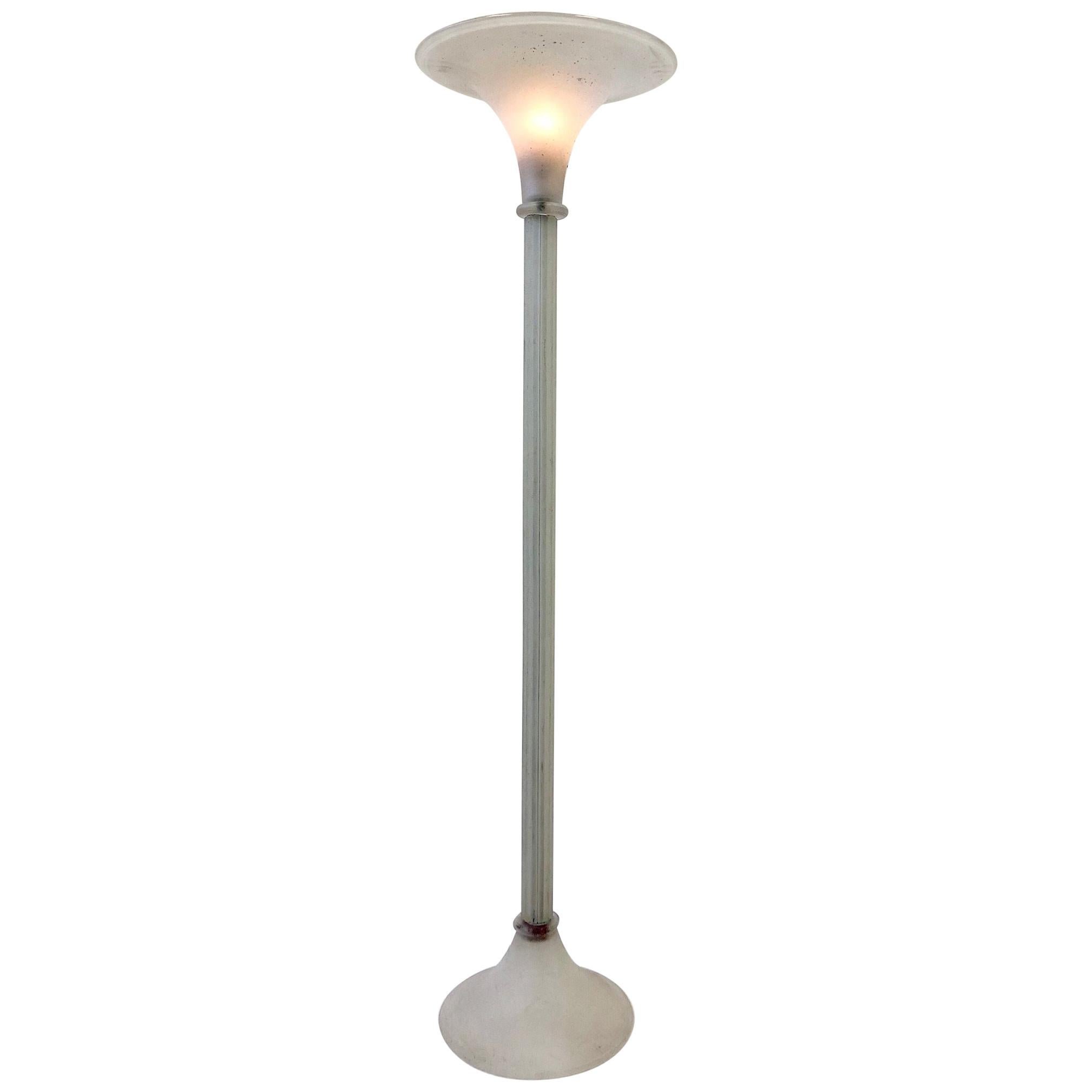 Murano Glass Torchère Floor Lamp by Karl Springer for Seguso For Sale