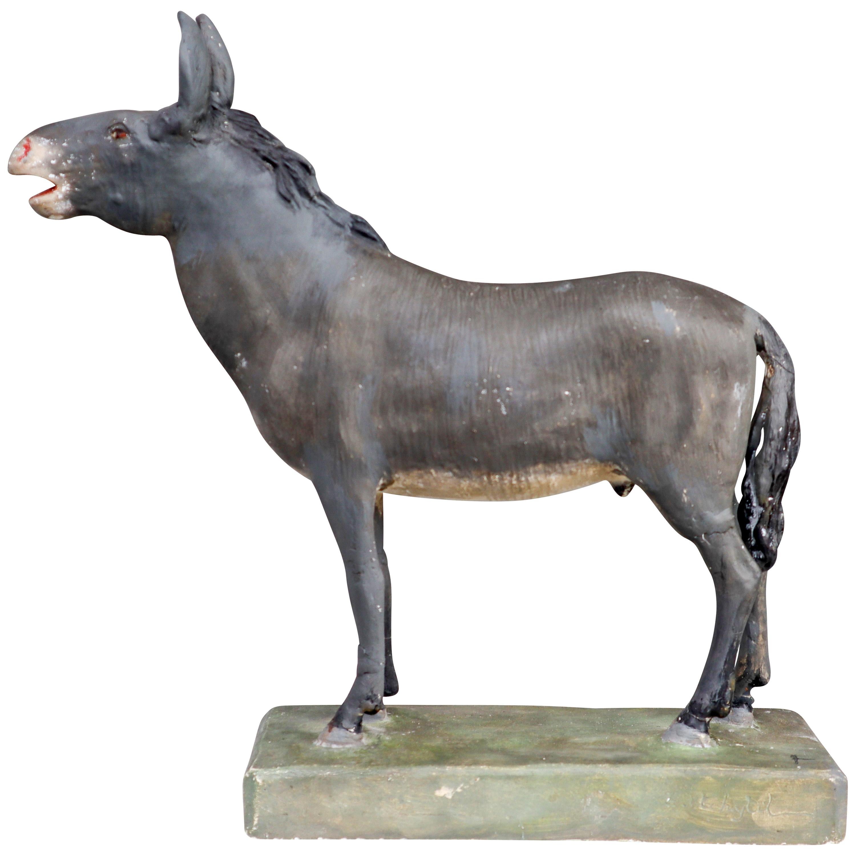 Early 20th Century Donkey Model in Painted Plaster, Germany, 1900