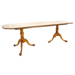 Antique Dining Table, Burr Walnut, Double Pedestal Base, Antique Furniture