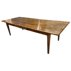 Oak 19th Century Wide Dining Table with Drawer