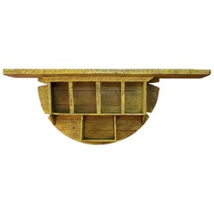 Moroccan Reclaimed Wooden Wall Shelf, Yellow 23MO62