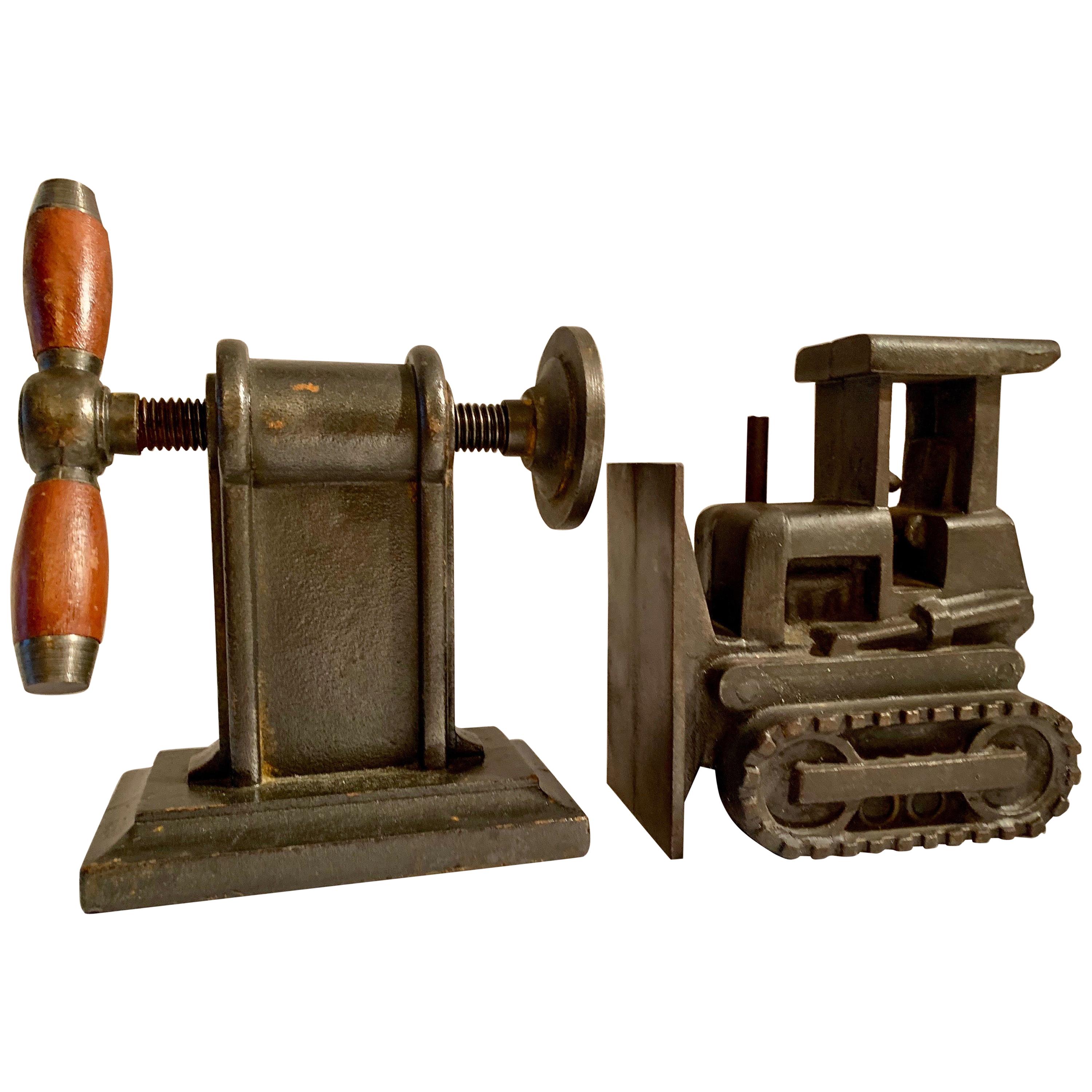 Pair of Iron Industrial Bookends 