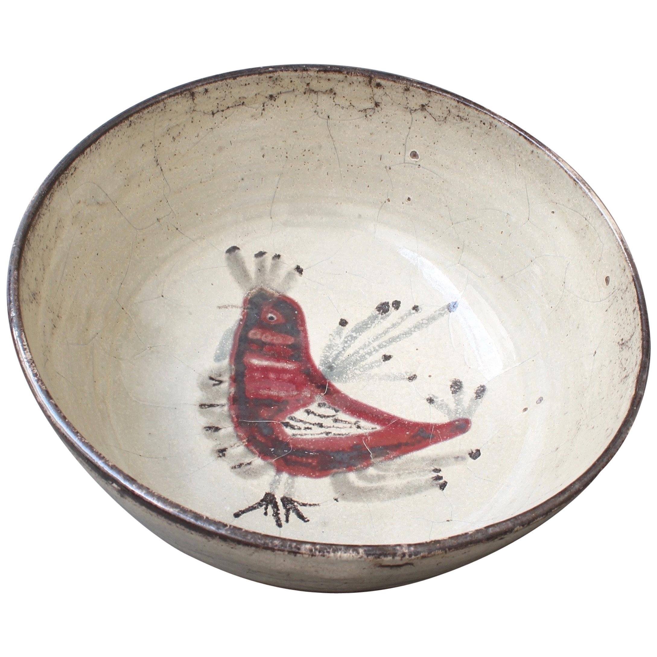 'Ceramic French Rooster Motif Bowl' by Gustave Reynaud - Le Mûrier, circa 1950s