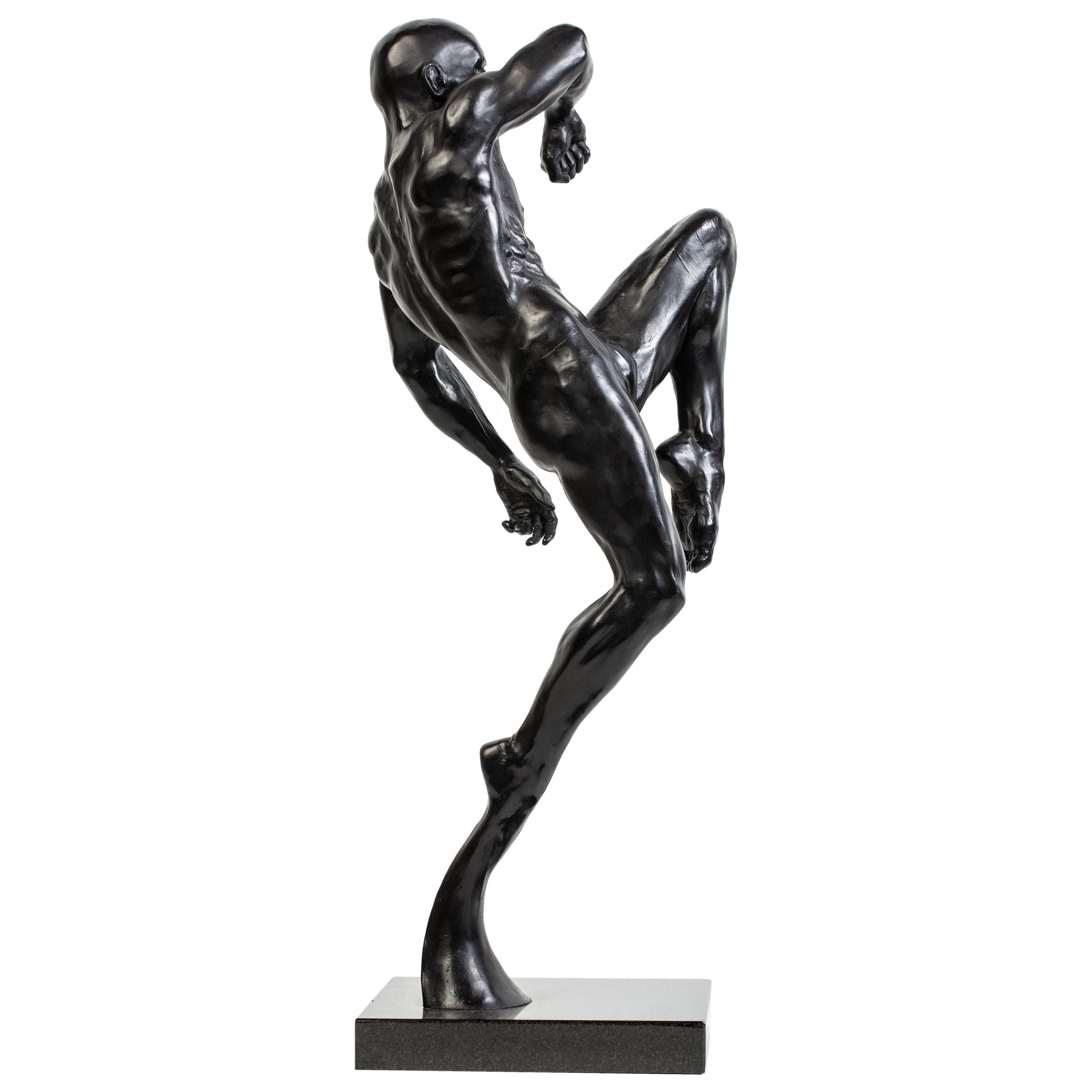 Art ancien, Figure de nu masculin athlétique, Sculpture en bronze de Dean Kugler