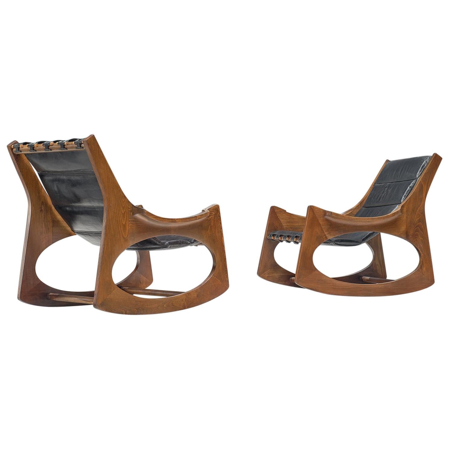 Jordi Vilanova i Bosch Pair of Rocking Chairs in Walnut