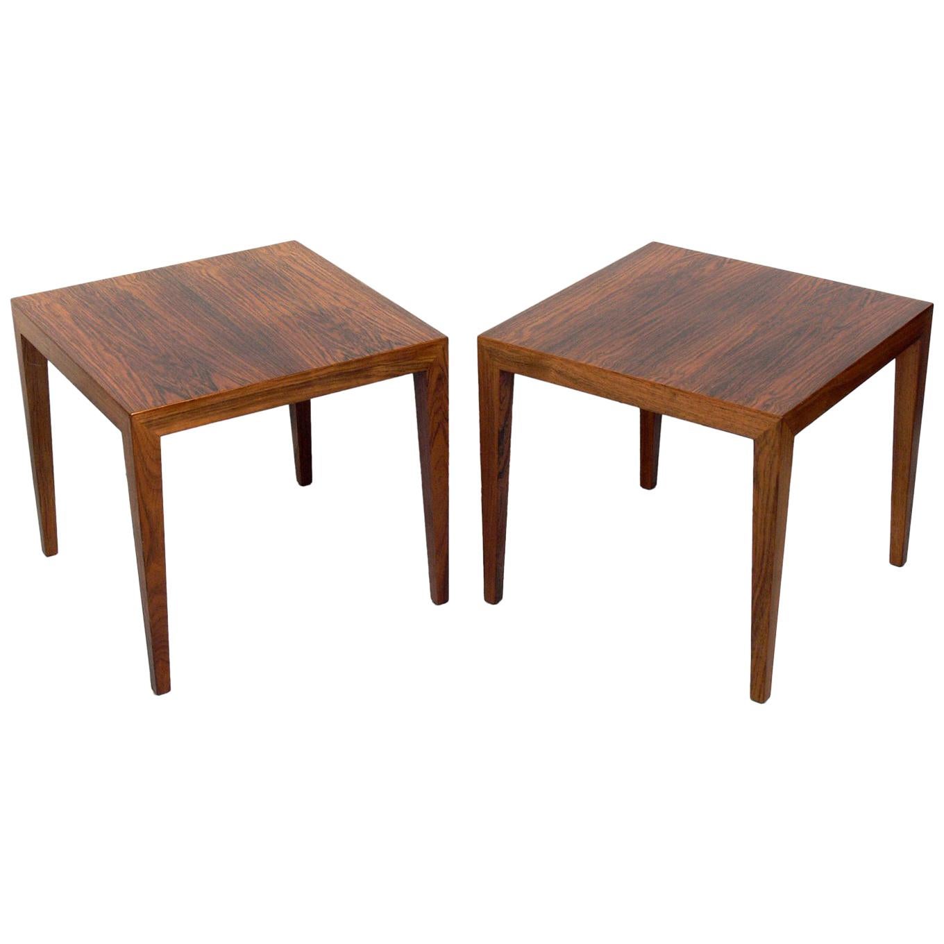 Pair of Danish Modern Rosewood Tables by Severin Hansen