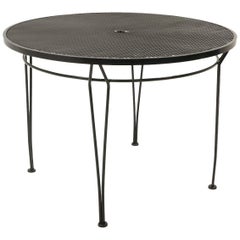 Russell Woodard Outdoor Dining Table, Black Wrought Iron, Subtle Curved Legs