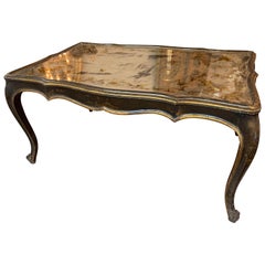 Early 20th Century Italian Chinoiserie Low Table with Reverse Painted Mirror Top