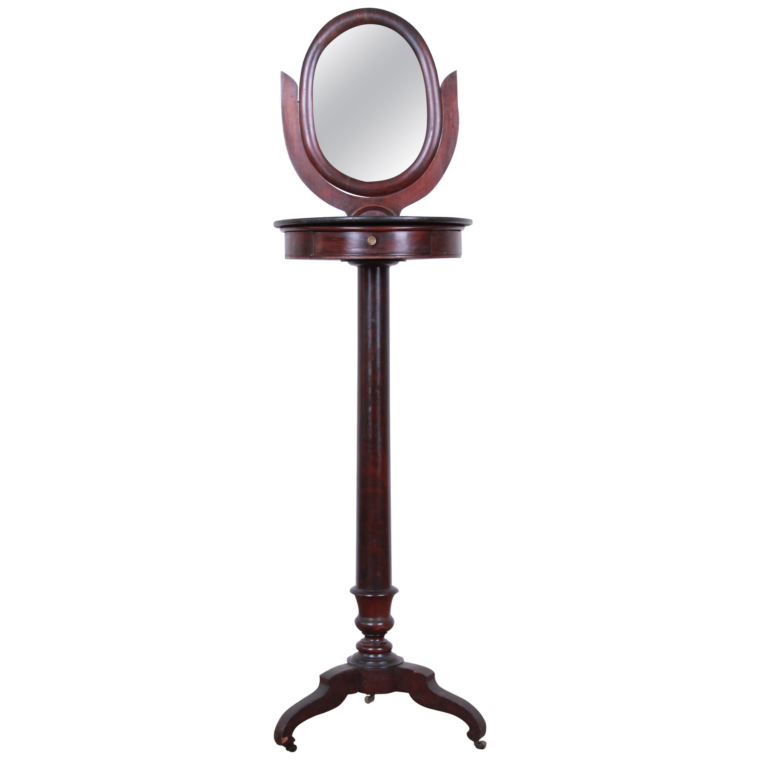 19th Century Victorian Mahogany and Marble Mirrored Shaving Stand