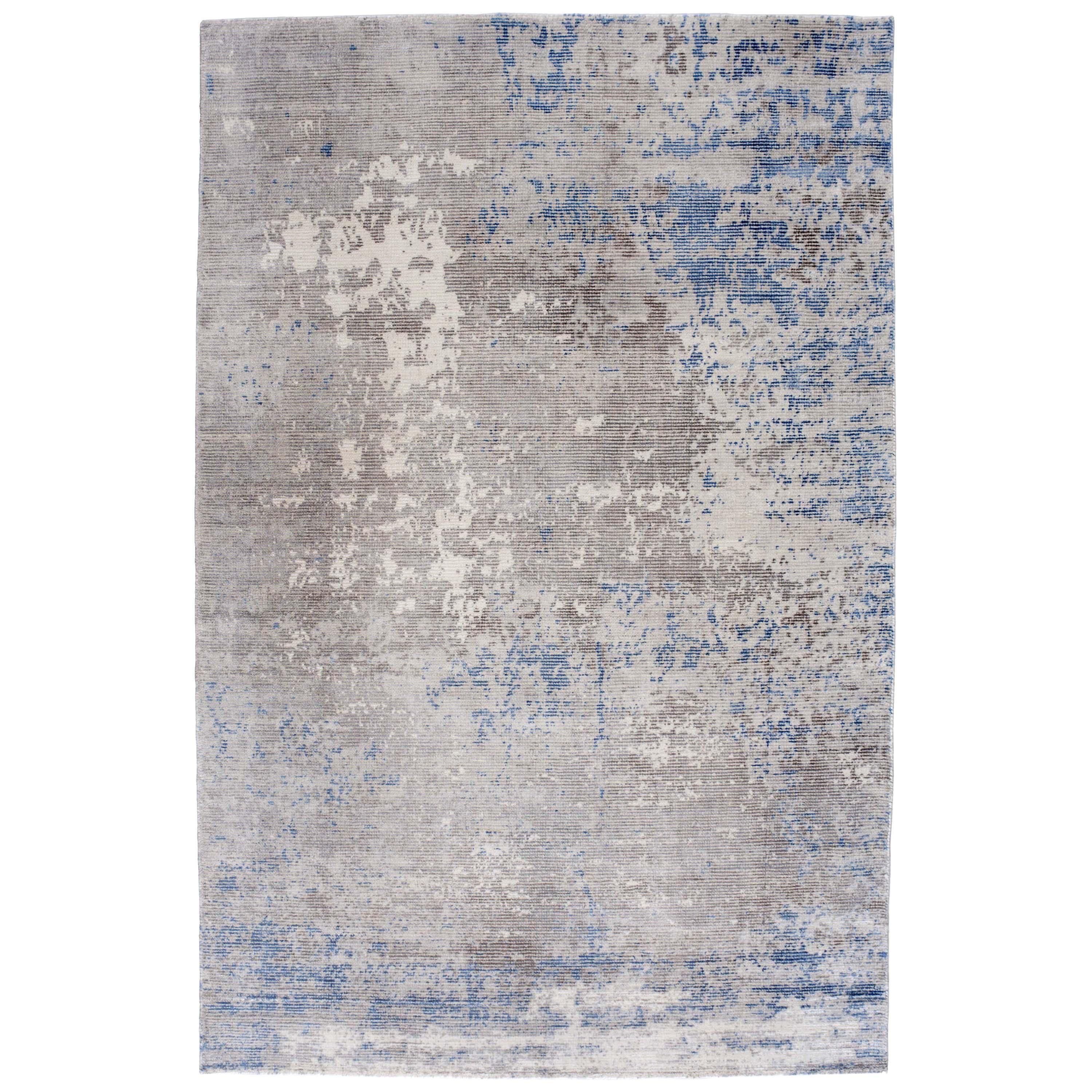 Abstract Rug in Grays and Blues For Sale