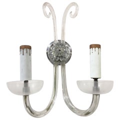 French Scrolling Crystal Wall Sconce Pair