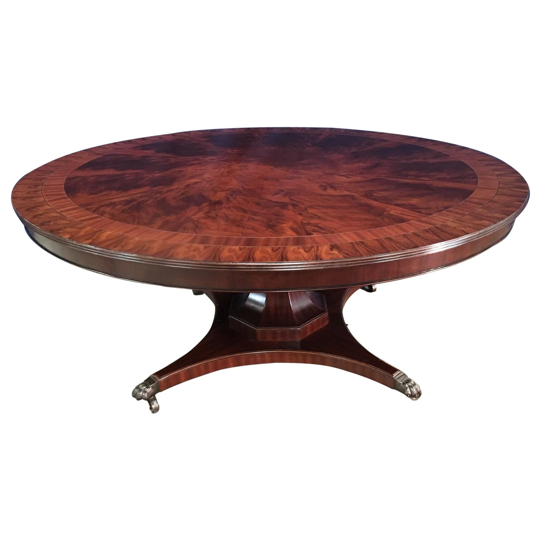 Custom Round Mahogany Transitional Dining Table by Leighton Hall