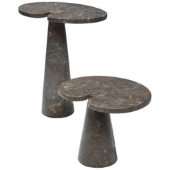 Angelo Mangiarotti Pair of 'Eros' Side Tables in Grey Marble
