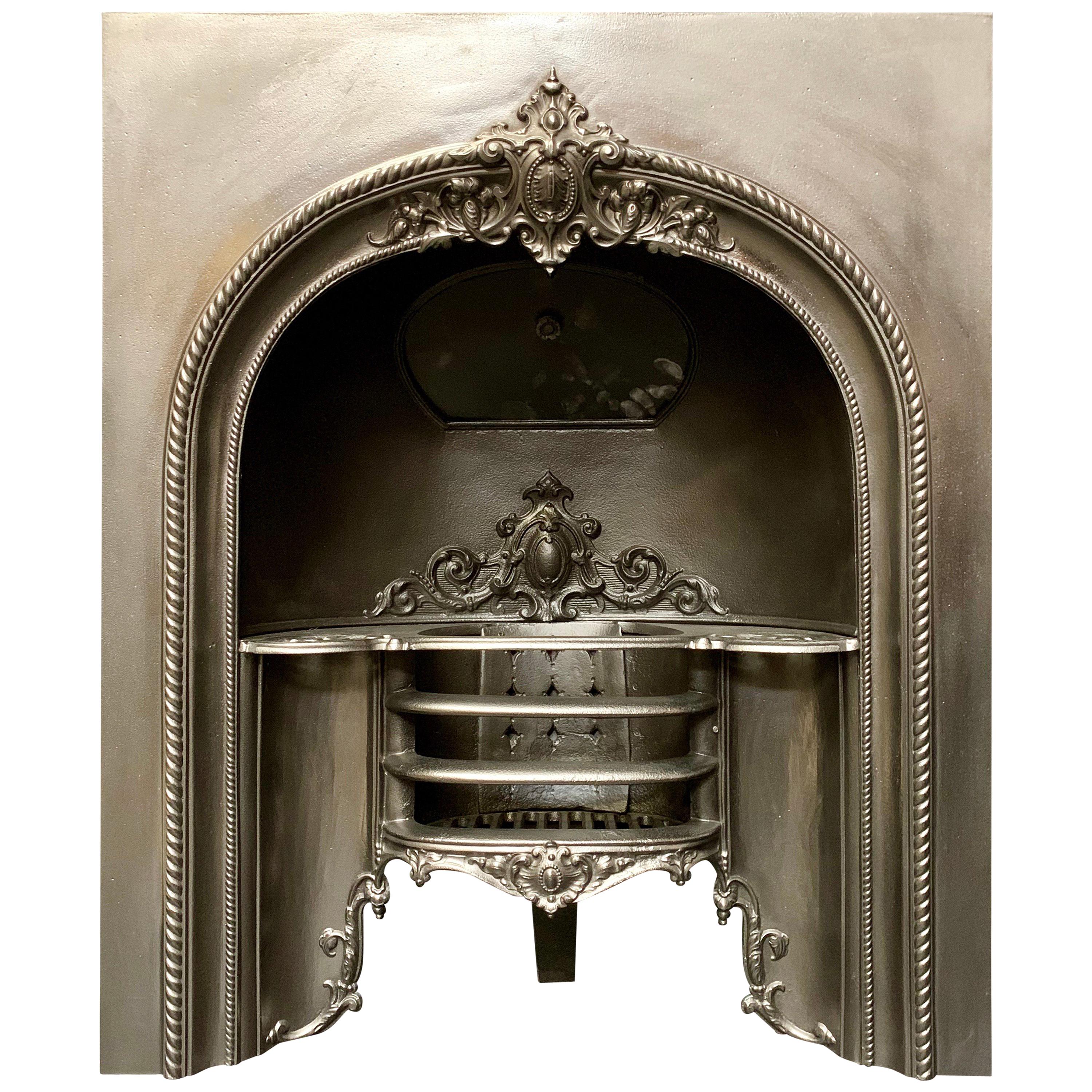 19th Century Victorian Cast Iron Fireplace Insert For Sale