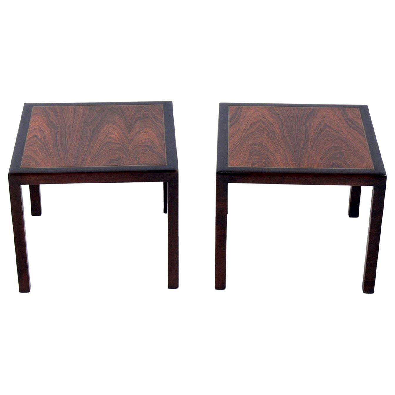 Rosewood and Mahogany End Tables Attributed to Dunbar