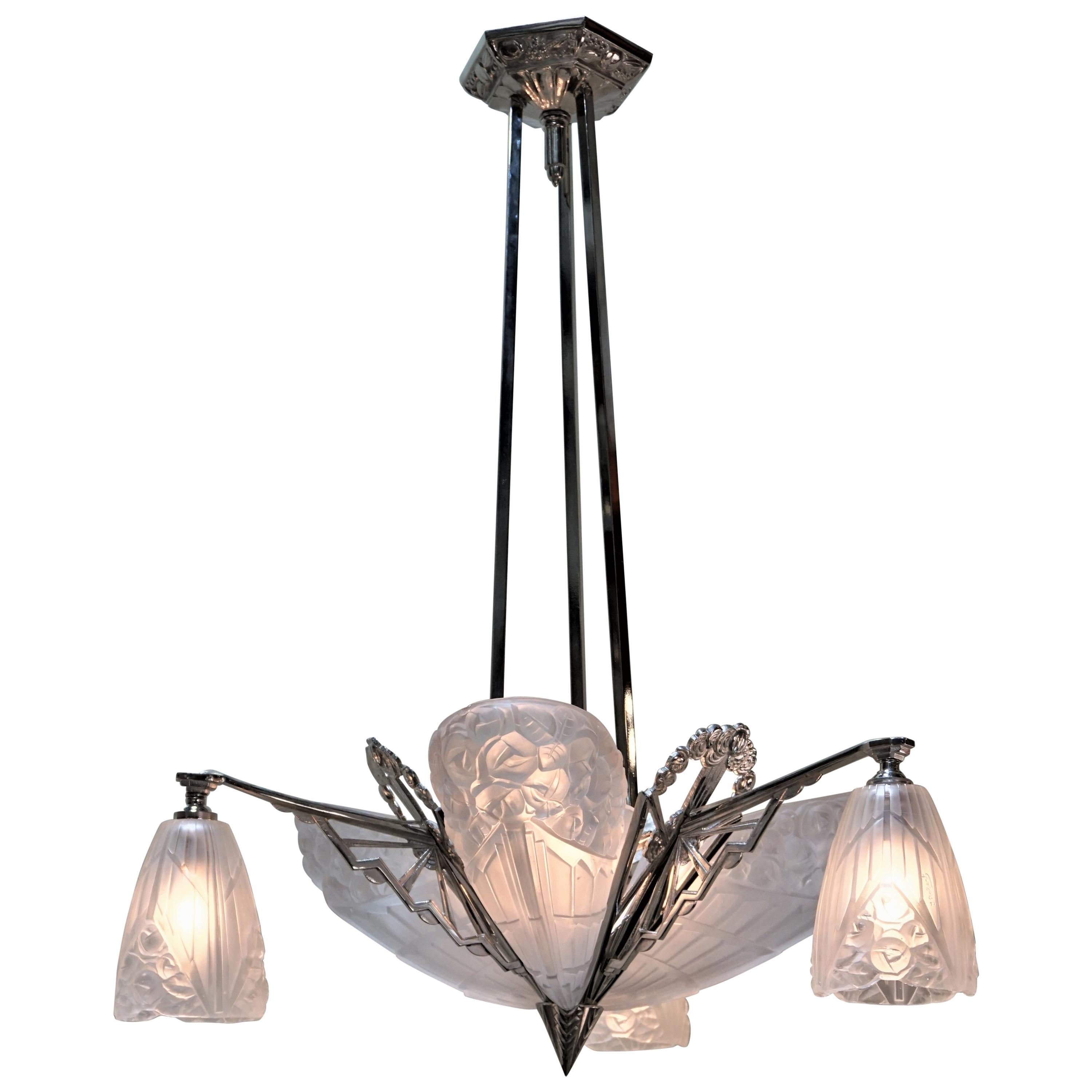 French Art Deco Chandelier by J. Robert