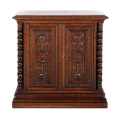 Small Carved Oak French 'Henri II' Cabinet