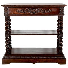 French Carved Oak 'Barley Twist' 3-Tier Server or Console