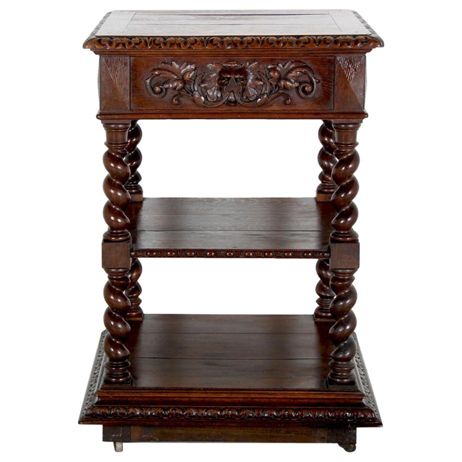 French Carved Oak 'Barley Twist' 3-Tier Stand