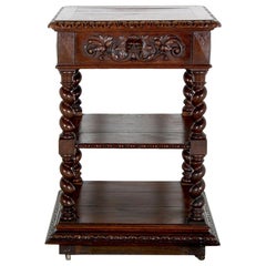 Antique French Carved Oak 'Barley Twist' 3-Tier Stand