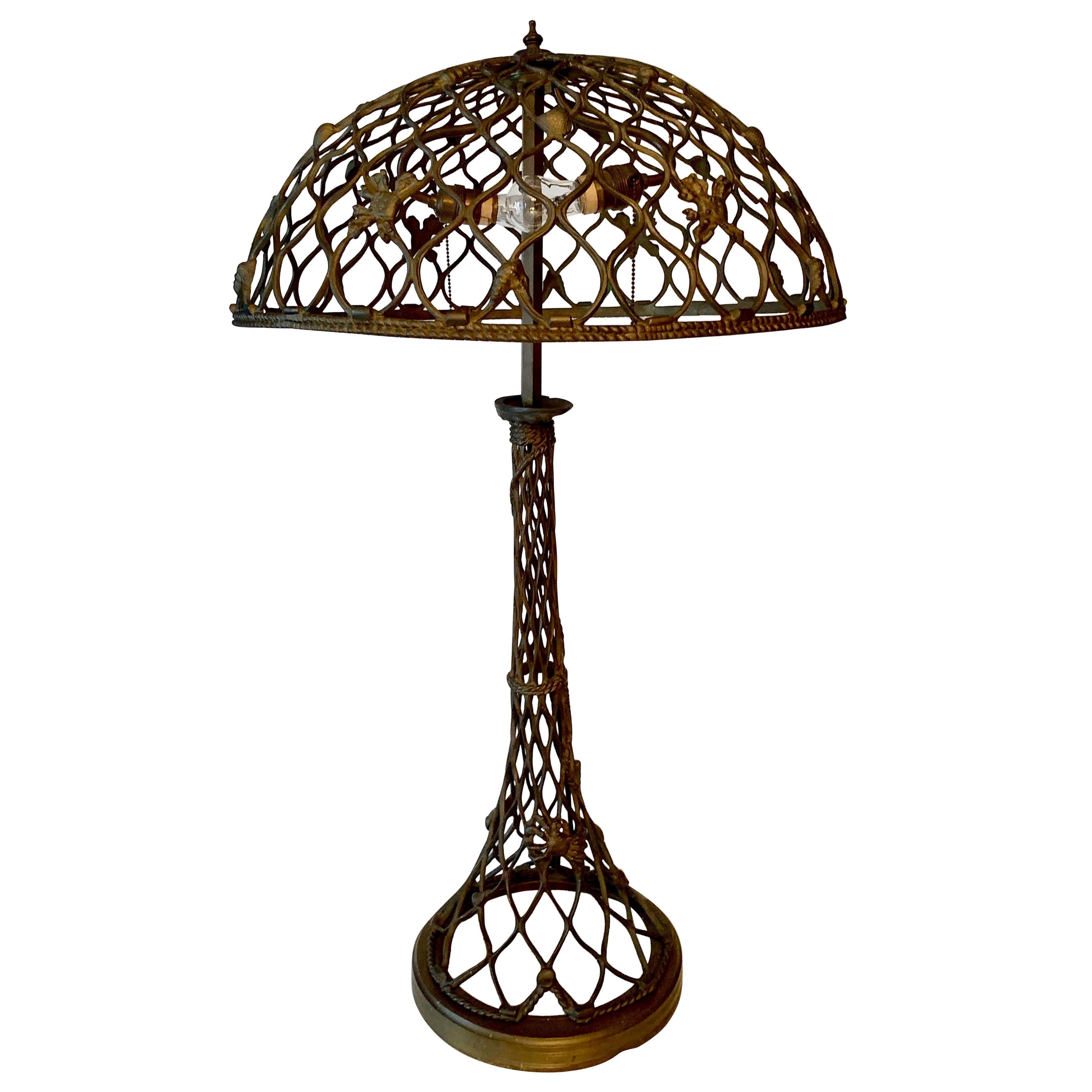 Open Work Lamp with Shell Motif For Sale