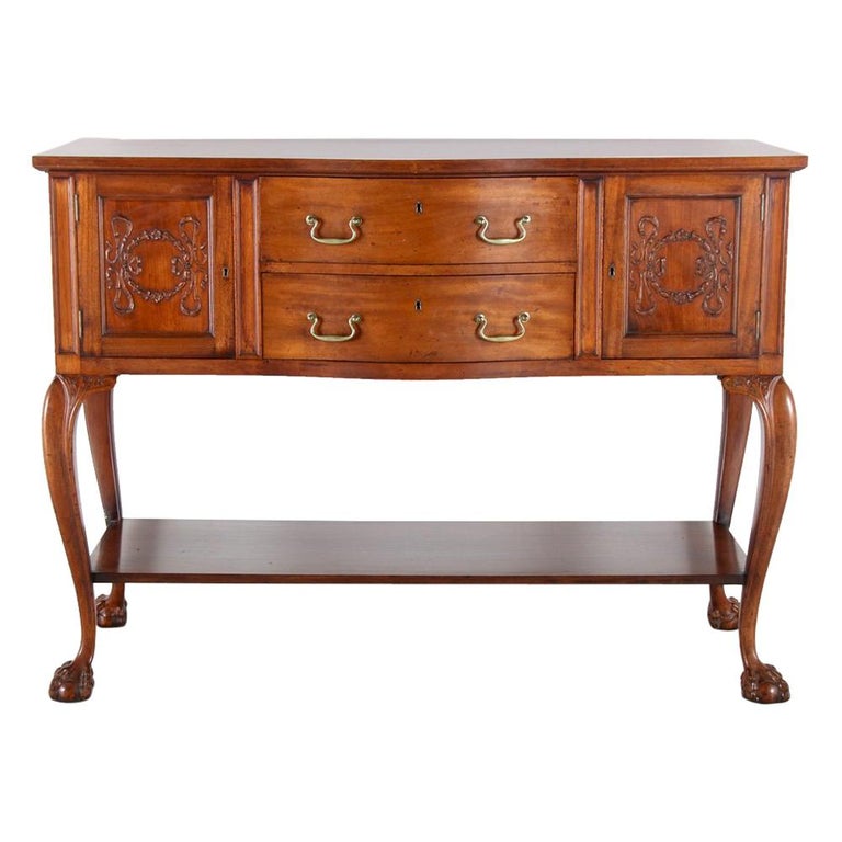 American Solid Mahogany Carved 'Chippendale'-Style Bow Front Buffet ...